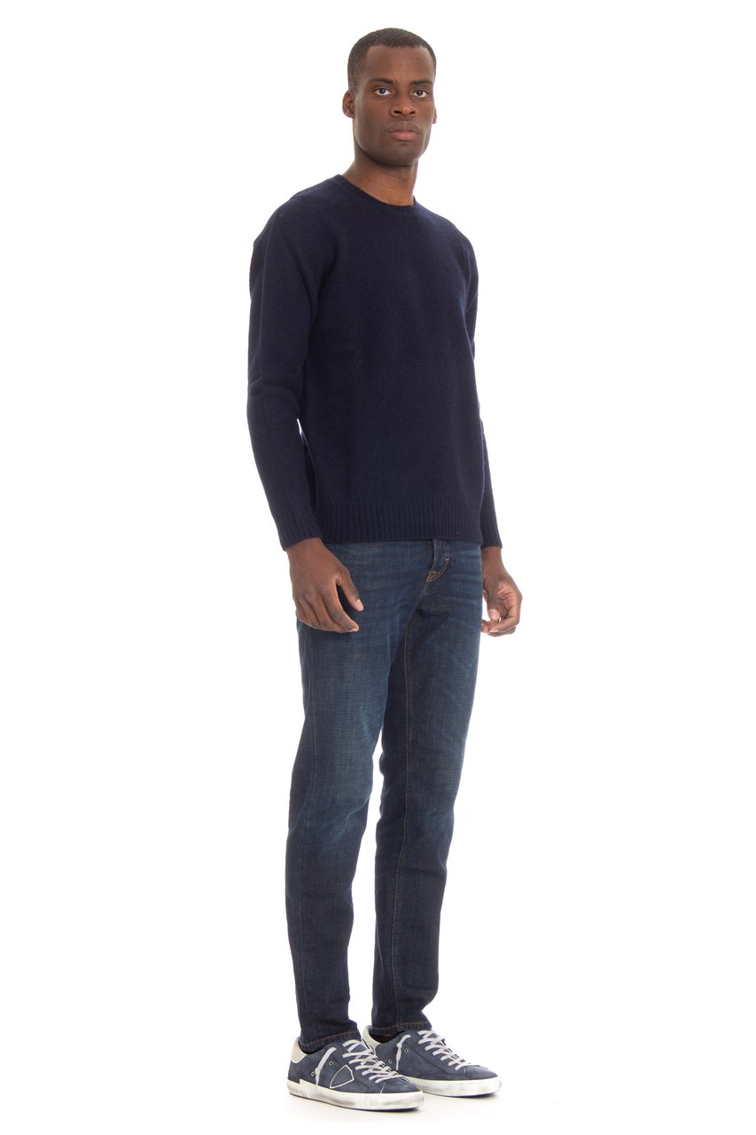 Drumohr Supersoft Brushed Wool Crewneck Sweater Zwart