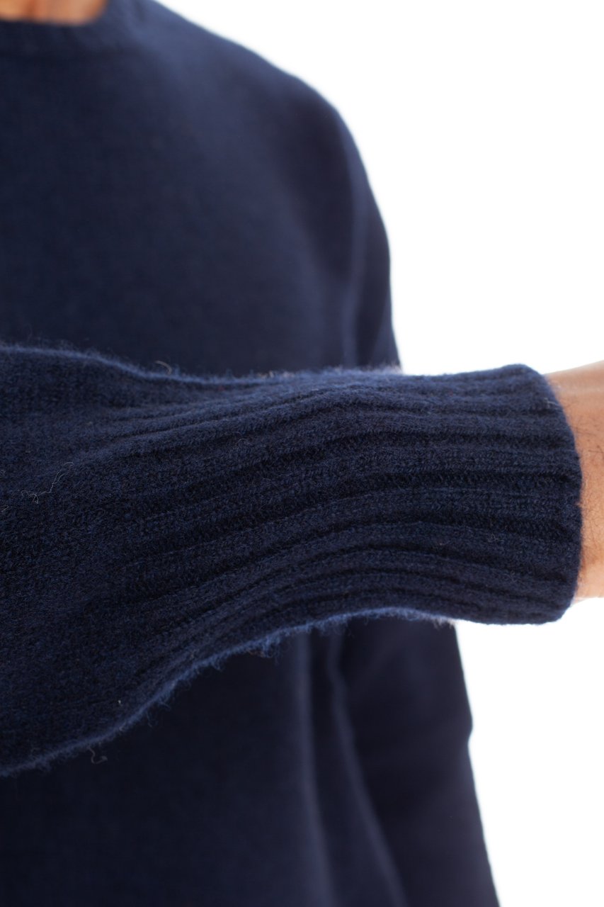 Drumohr Supersoft Brushed Wool Crewneck Sweater Zwart