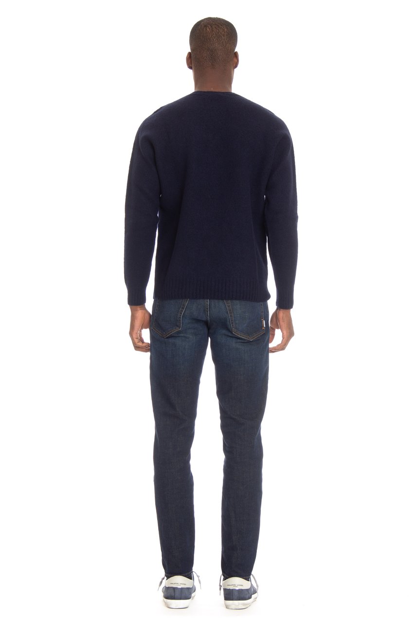 Drumohr Supersoft Brushed Wool Crewneck Sweater Zwart