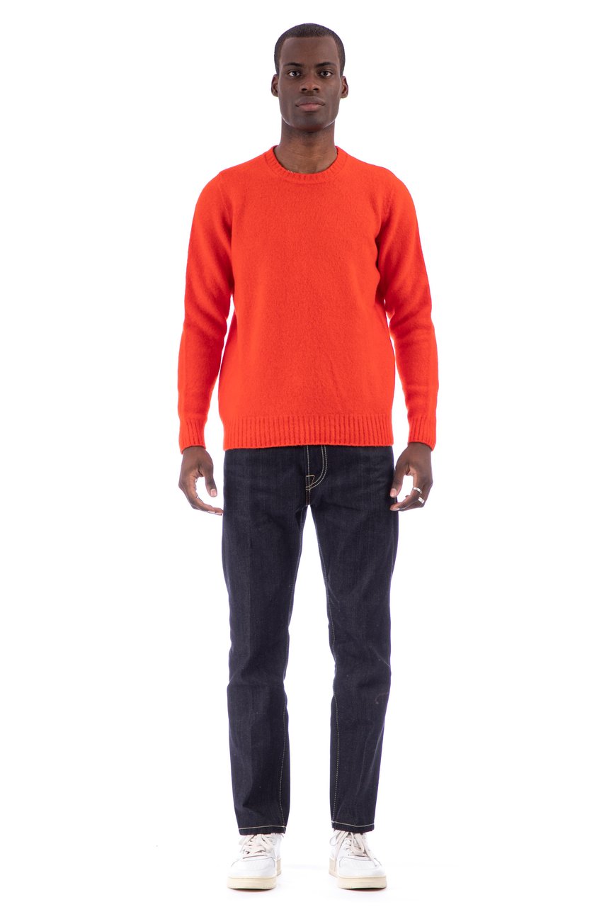 Drumohr Brushed Wool Crewneck Sweater Rood