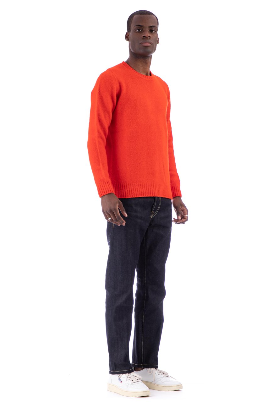 Drumohr Brushed Wool Crewneck Sweater Rood