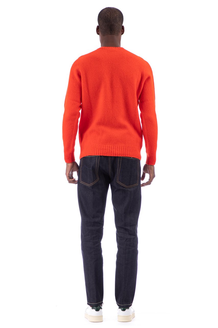 Drumohr Brushed Wool Crewneck Sweater Rood
