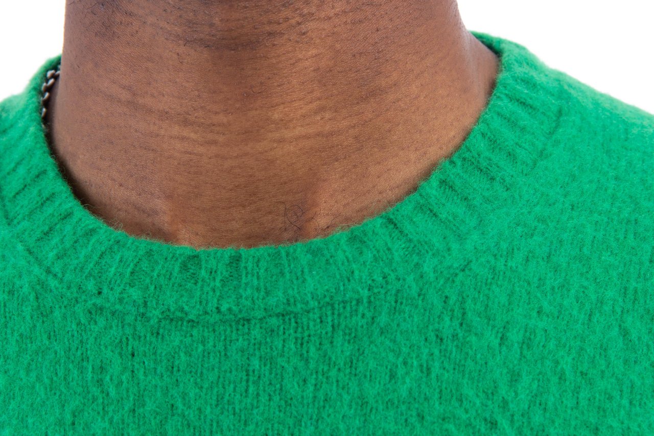 Drumohr Brushed Wool Crewneck Sweater Groen