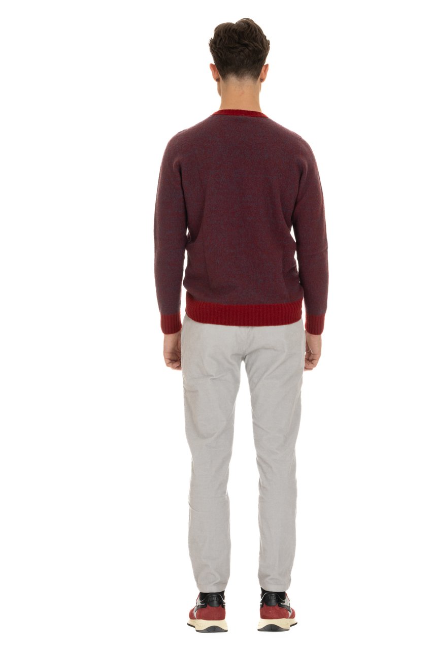 Drumohr Moulinè Brushed Wool Crewneck Sweater Roze