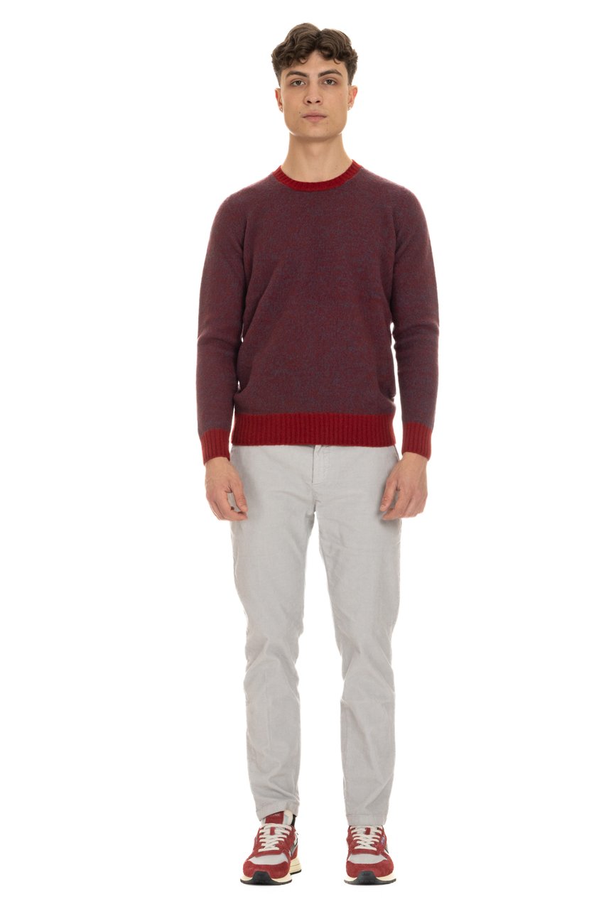 Drumohr Moulinè Brushed Wool Crewneck Sweater Roze