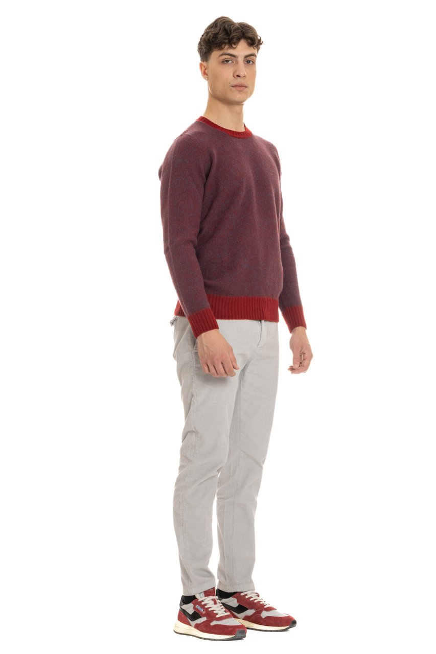 Drumohr Moulinè Brushed Wool Crewneck Sweater Roze