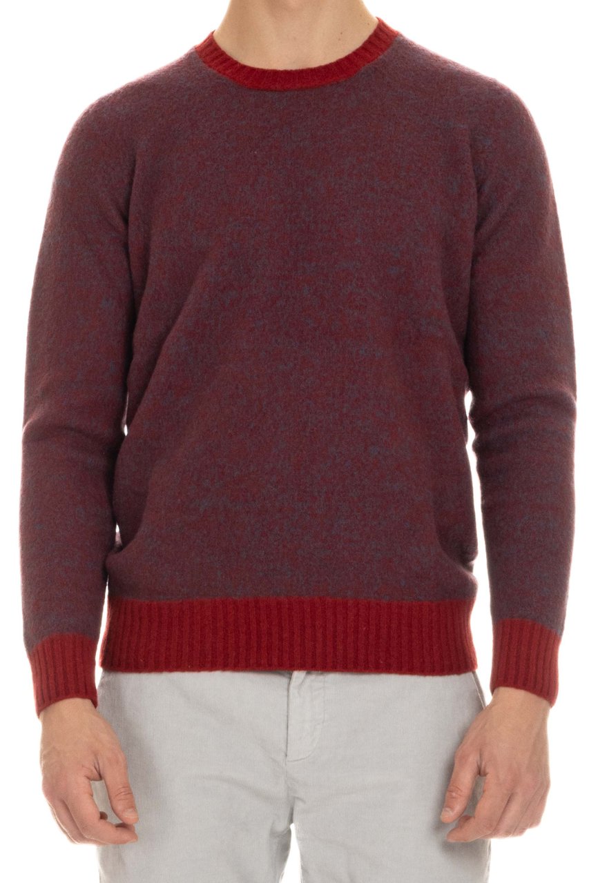 Drumohr Moulinè Brushed Wool Crewneck Sweater Roze