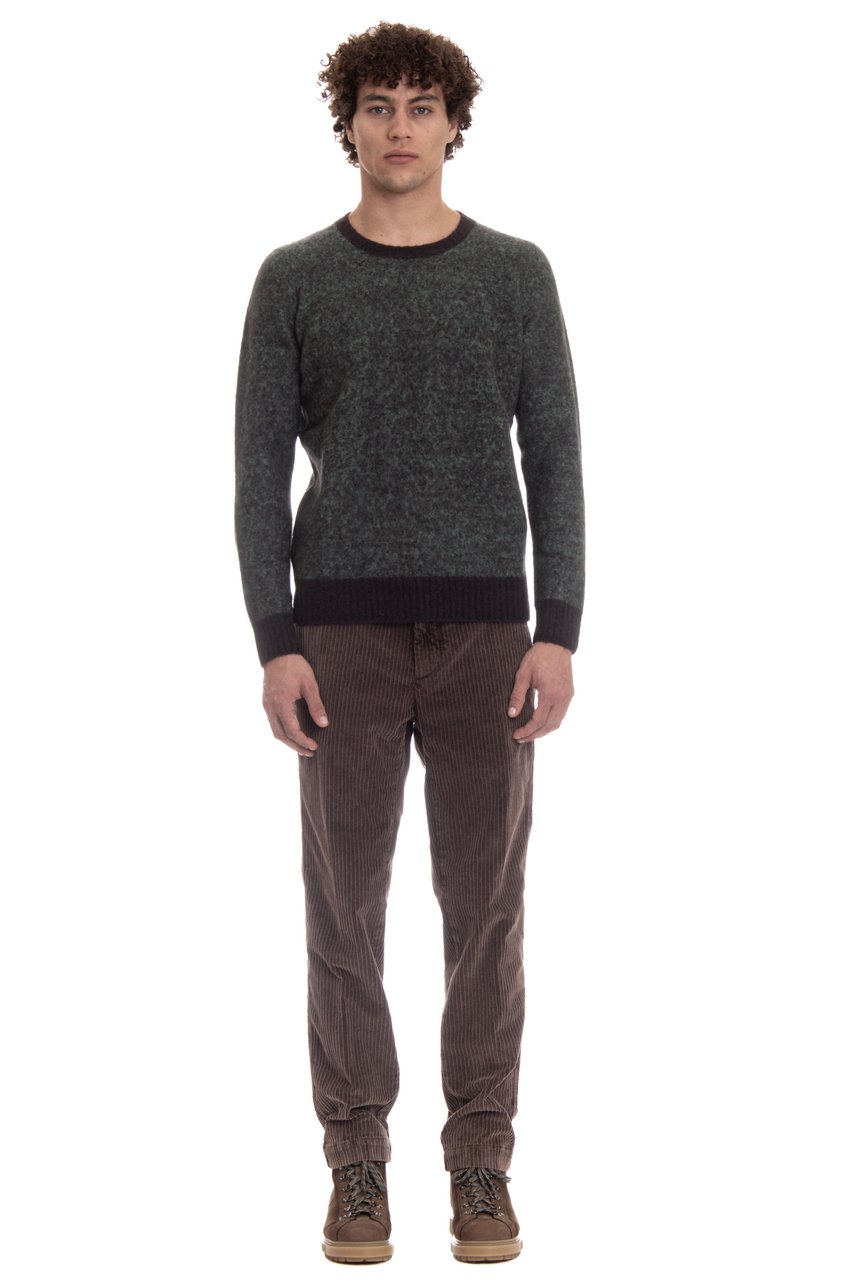 Drumohr Brushed Wool Crewneck Sweater Zwart