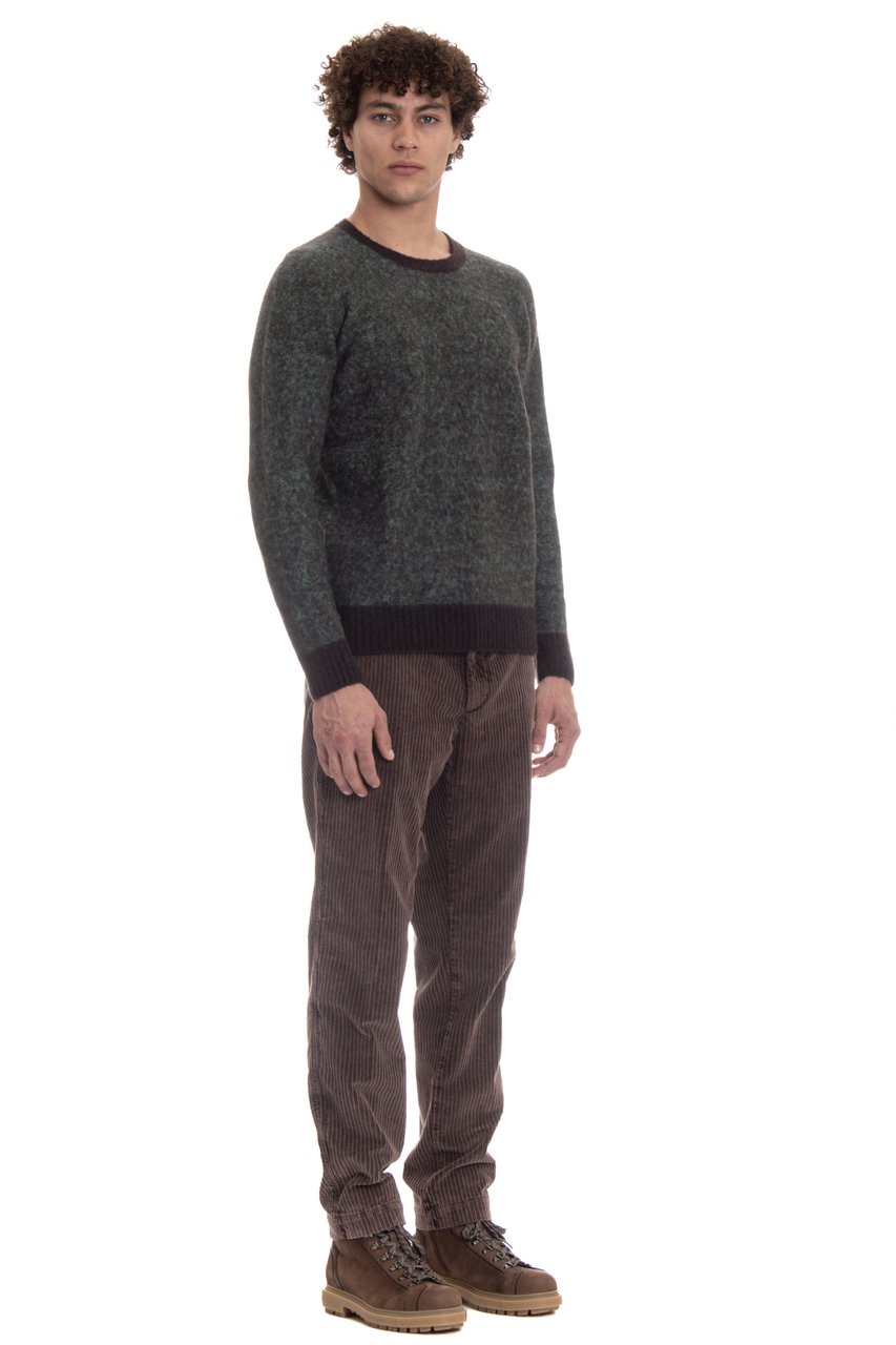 Drumohr Brushed Wool Crewneck Sweater Zwart