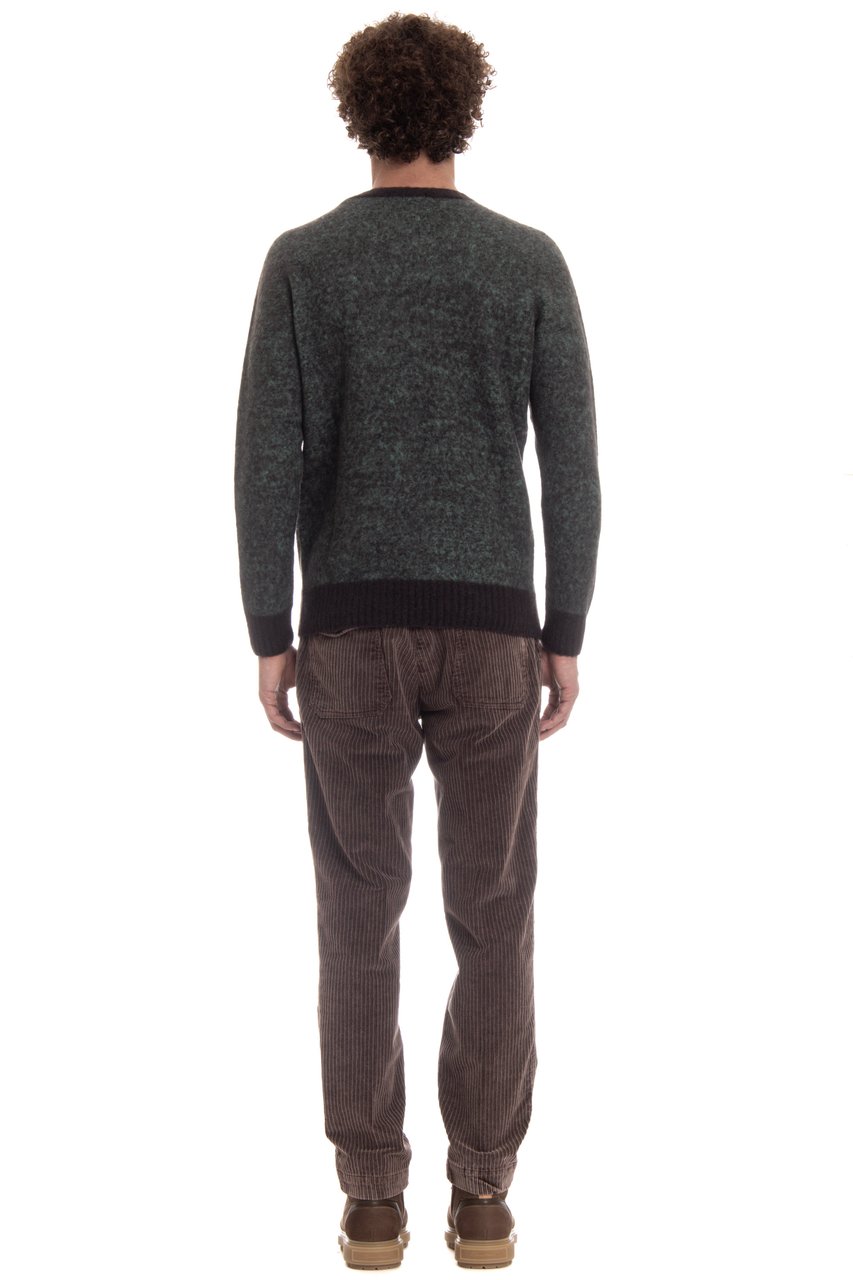 Drumohr Brushed Wool Crewneck Sweater Zwart