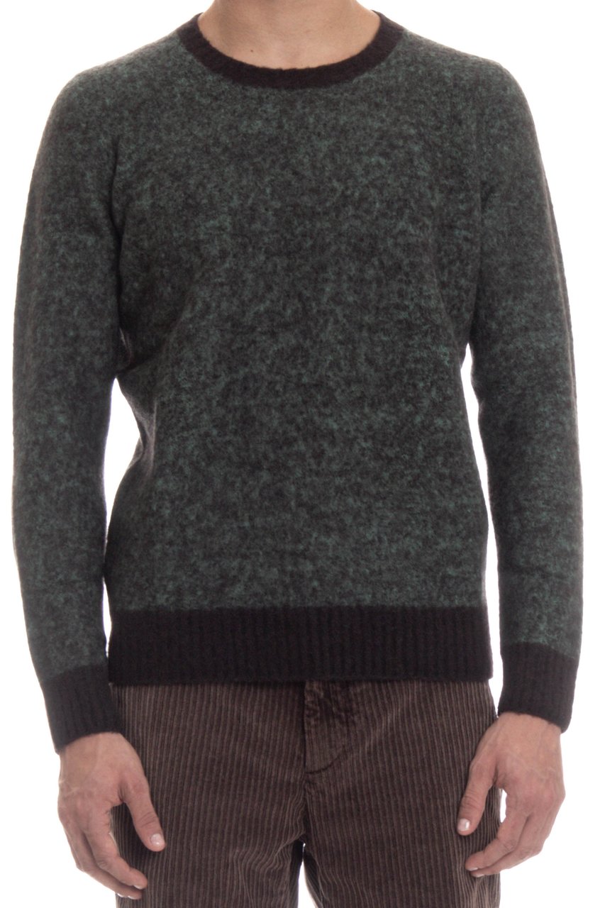 Drumohr Brushed Wool Crewneck Sweater Zwart