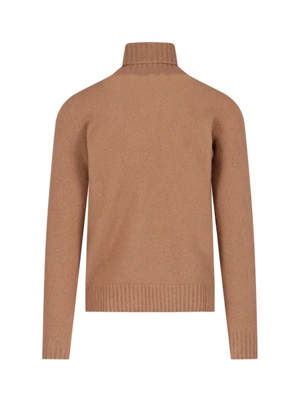 Drumohr High Neck Sweater In Brown Wool Ribbed Bruin