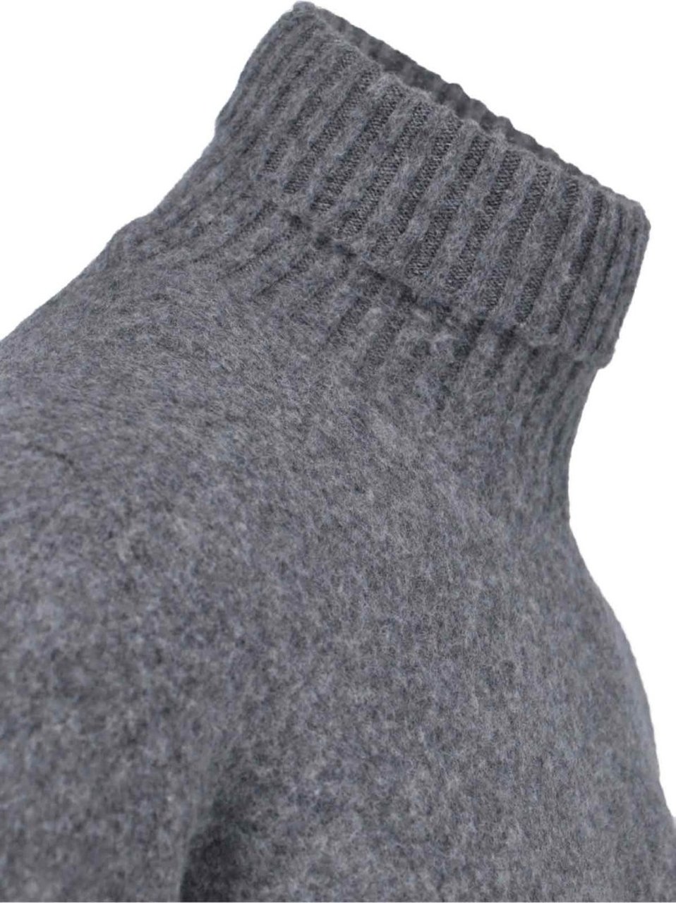 Drumohr Turtleneck Sweater In Gray Wool Ribbed Trim Grijs