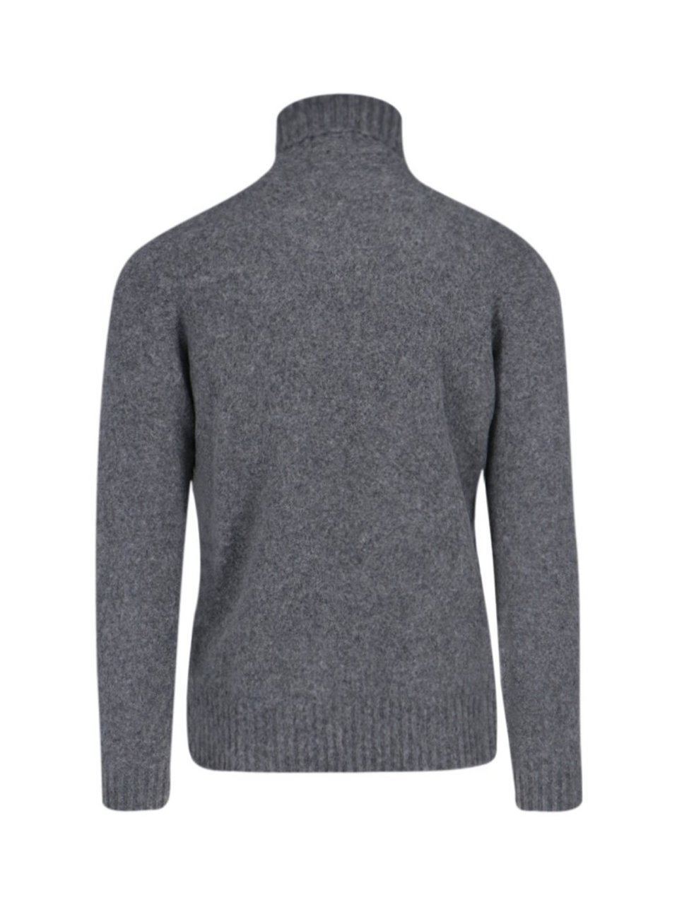 Drumohr Turtleneck Sweater In Gray Wool Ribbed Trim Grijs