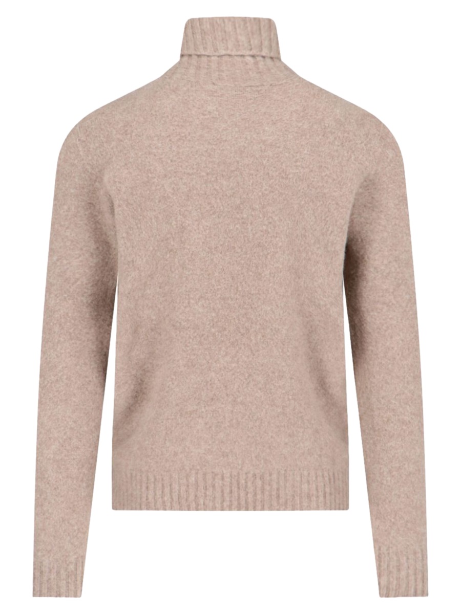 Drumohr Grey Turtleneck Textured Knit Sweater Neutraal