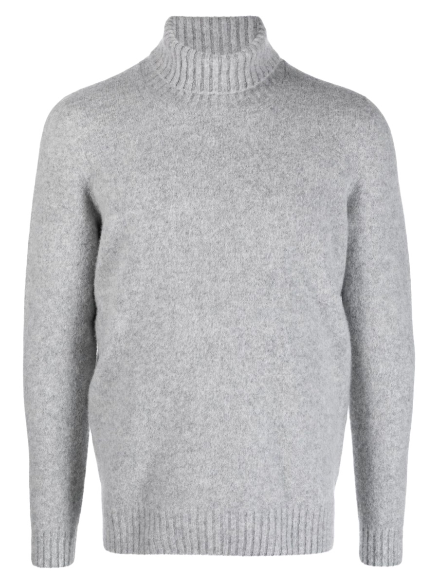 Drumohr Light Grey Mock Neck Sweater Wit