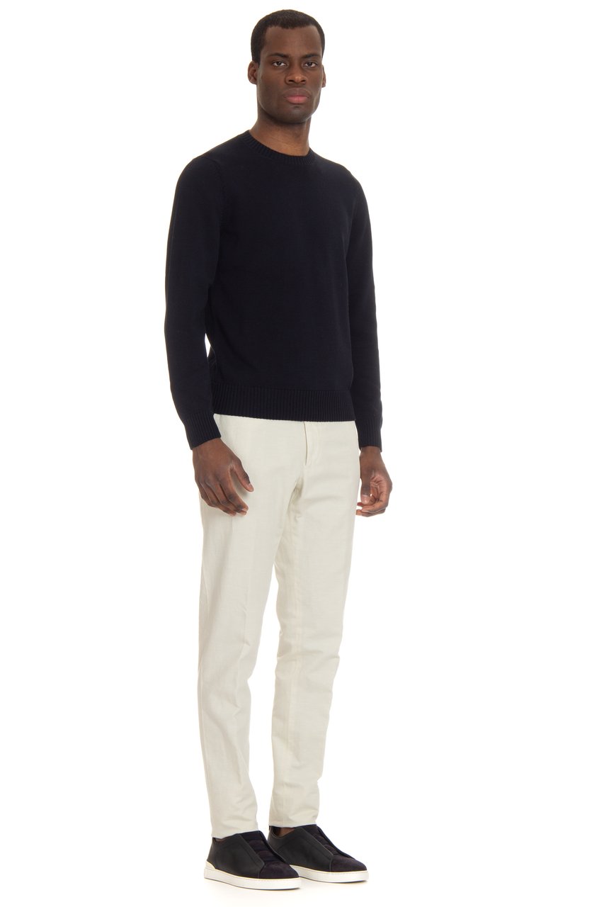 Drumohr Cotton Fine 5 Crewneck Sweater Zwart