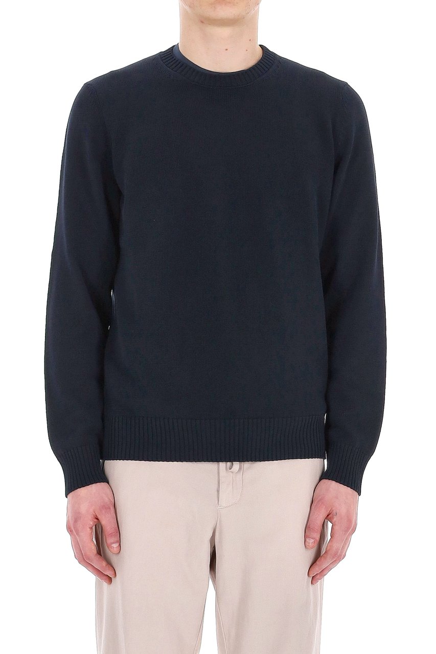 Drumohr Cotton Fine 5 Crewneck Sweater Zwart