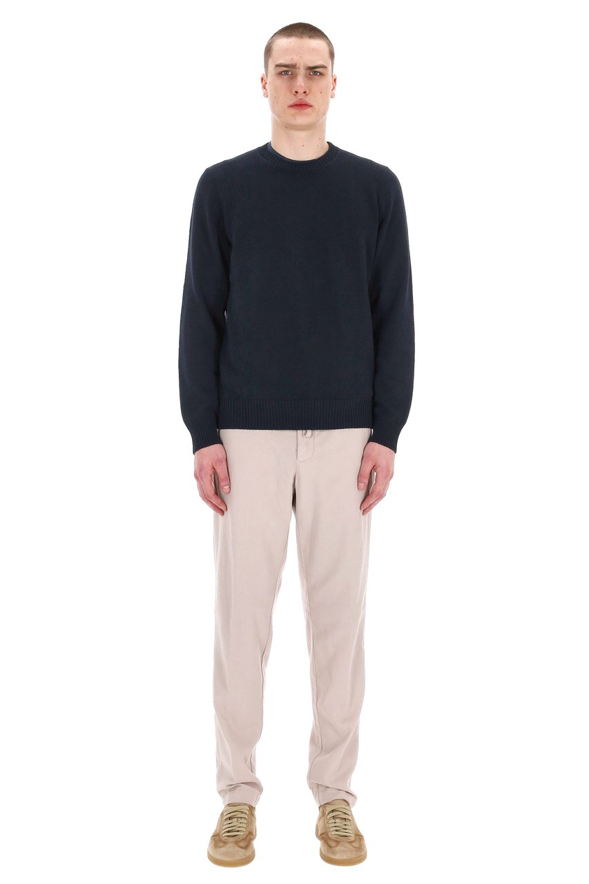 Drumohr Cotton Fine 5 Crewneck Sweater Zwart