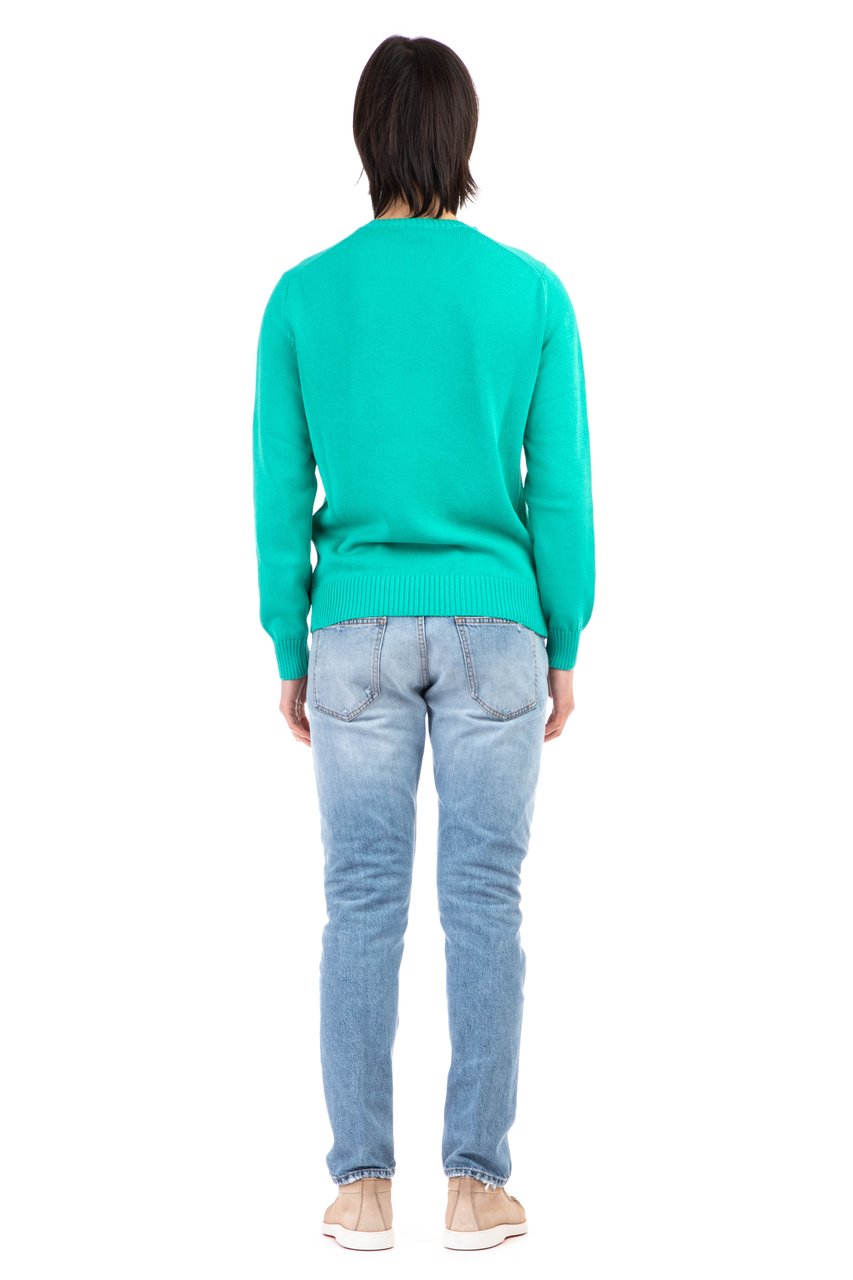 Drumohr Cotton Fine 5 Crewneck Sweater Blauw
