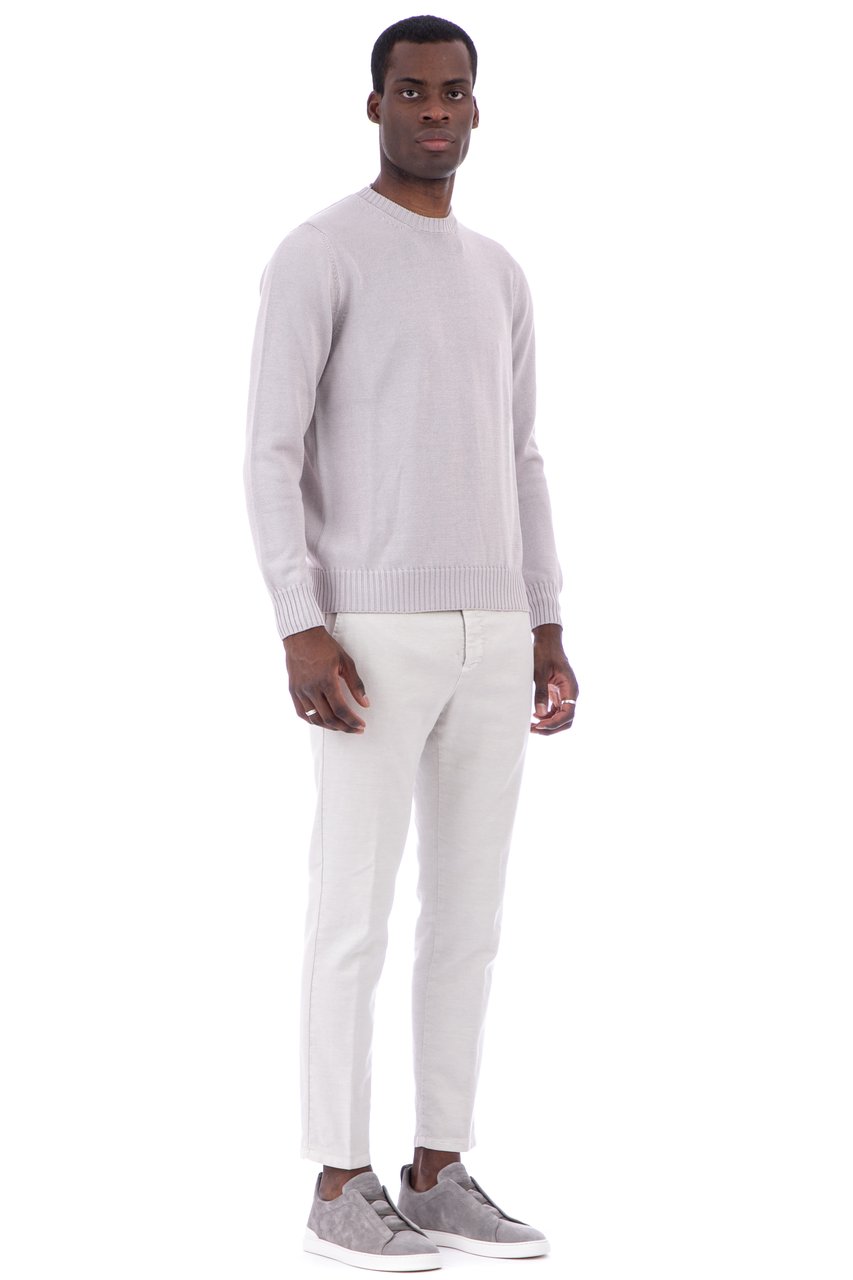 Drumohr Cotton Fine 5 Crewneck Sweater Wit
