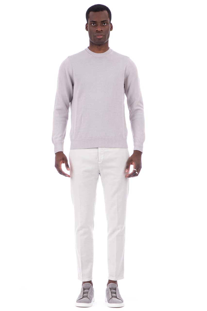 Drumohr Cotton Fine 5 Crewneck Sweater Wit