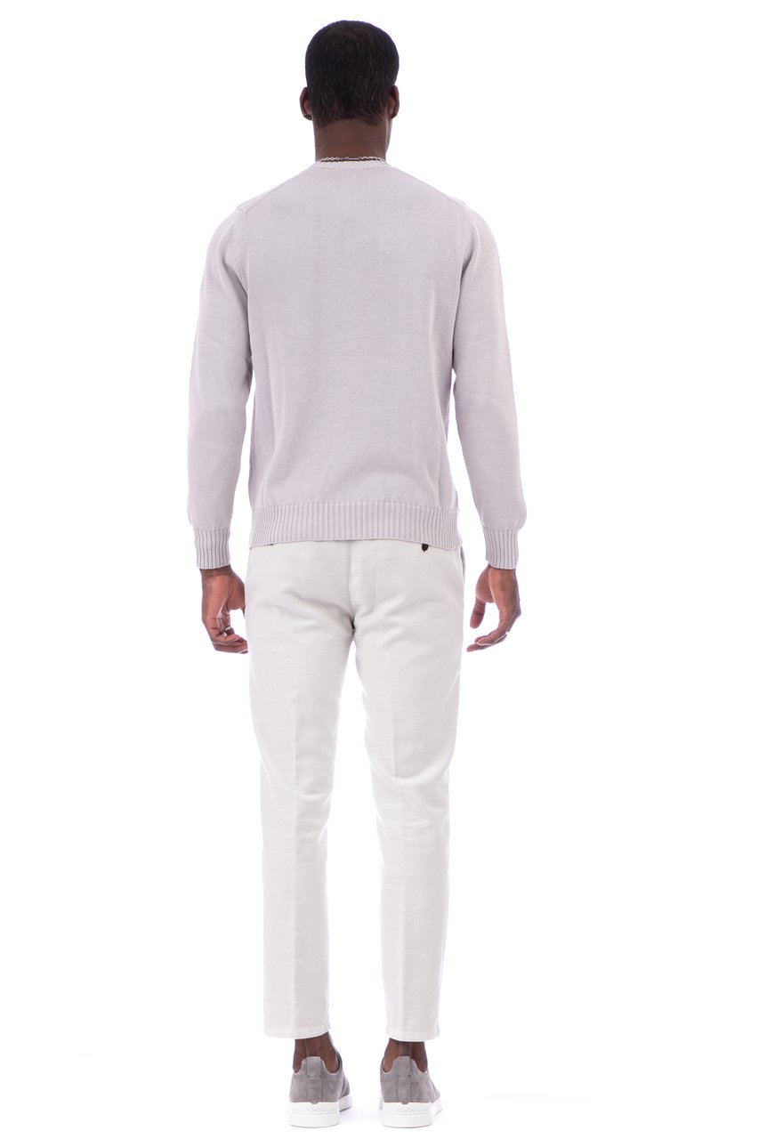 Drumohr Cotton Fine 5 Crewneck Sweater Wit