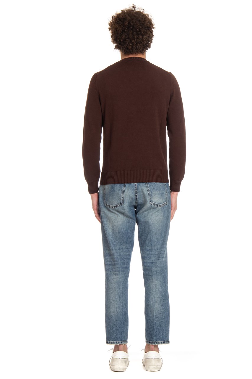 Drumohr Cotton Fine 5 Crewneck Sweater Zwart