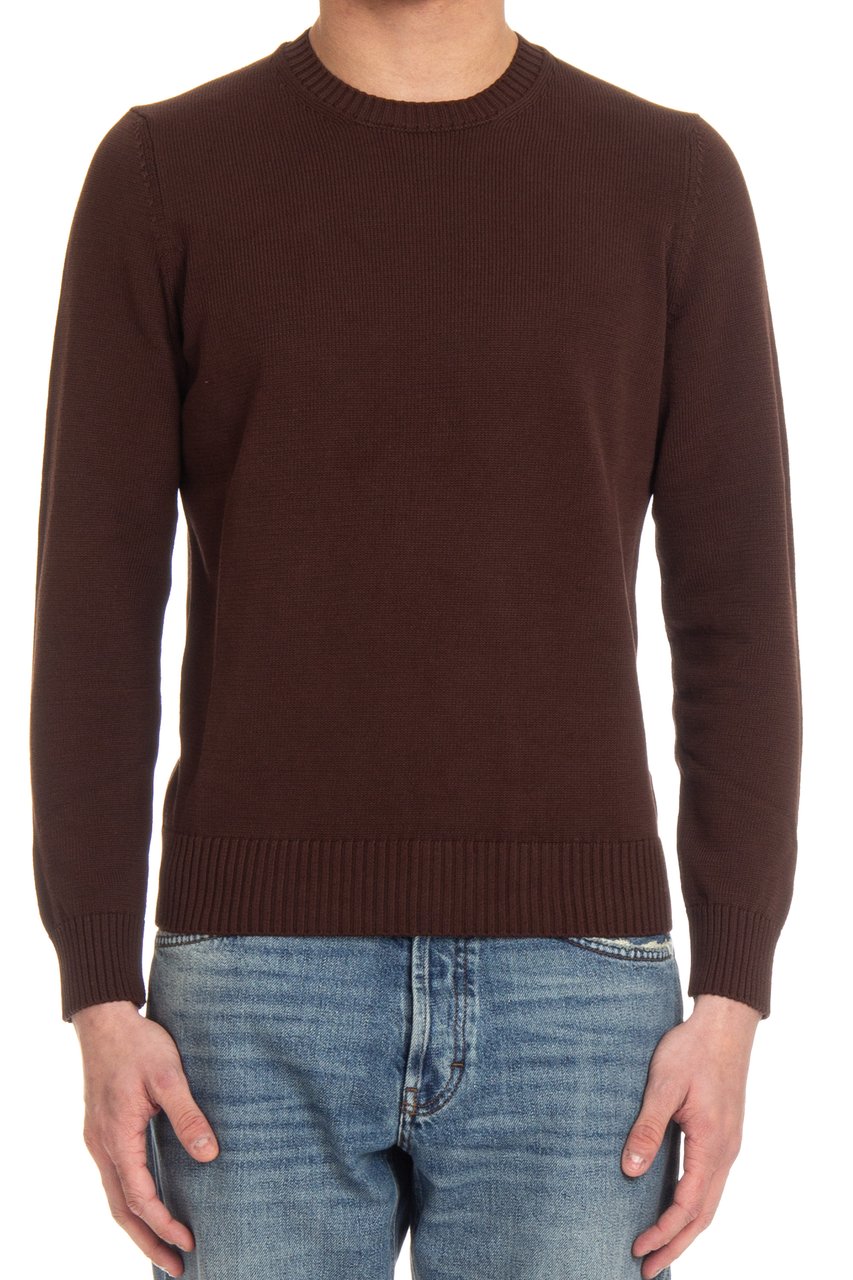 Drumohr Cotton Fine 5 Crewneck Sweater Zwart