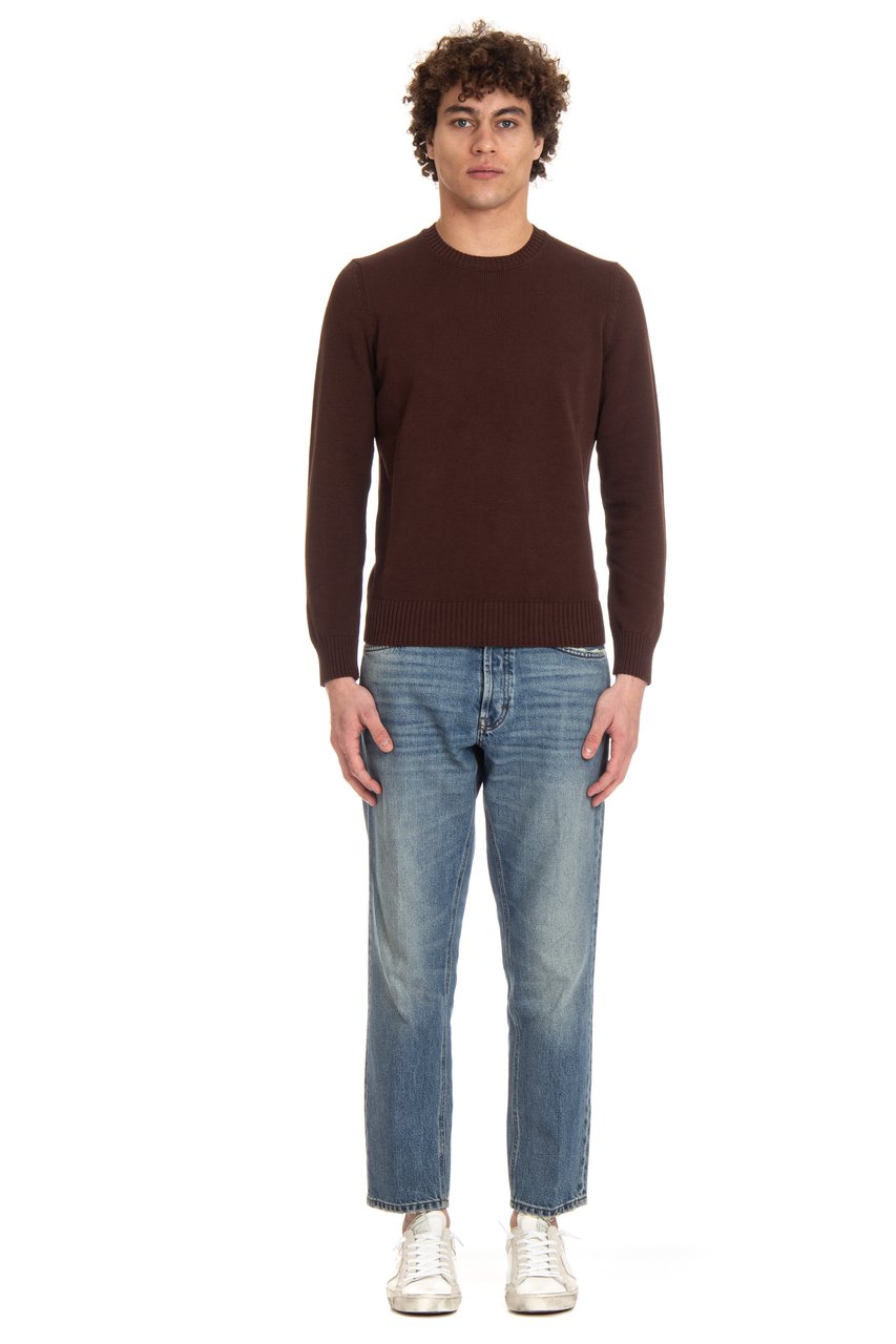 Drumohr Cotton Fine 5 Crewneck Sweater Zwart