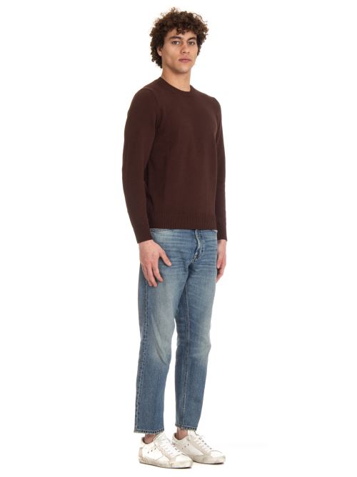 Drumohr Cotton Fine 5 Crewneck Sweater Zwart