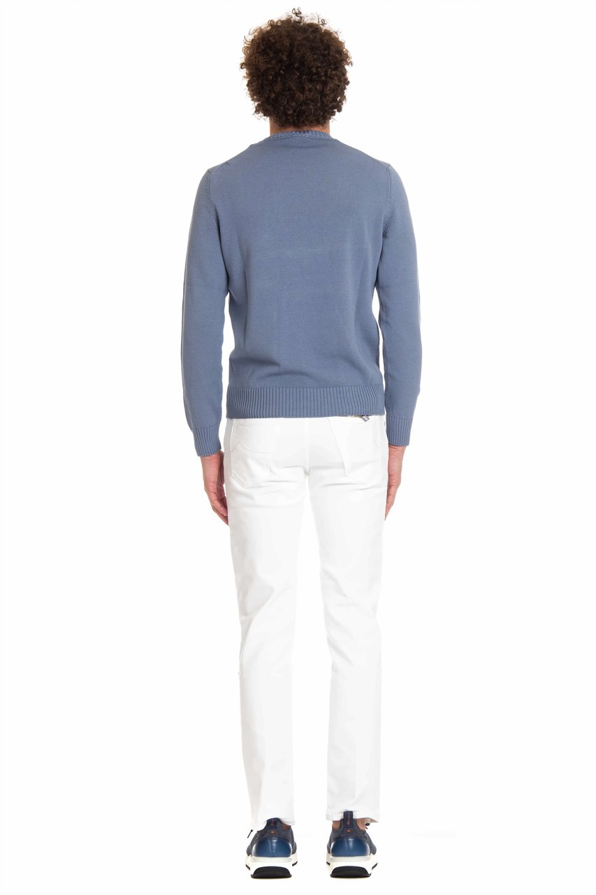 Drumohr Cotton Fine 5 Crewneck Sweater Blauw