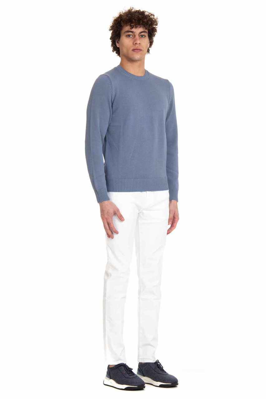 Drumohr Cotton Fine 5 Crewneck Sweater Blauw