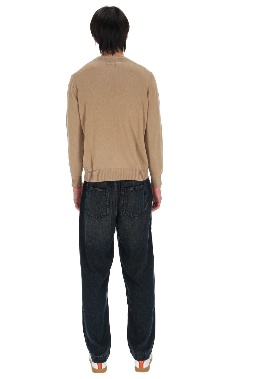 Drumohr Camel Gauge 8 Cotton Crewneck Sweater Roze