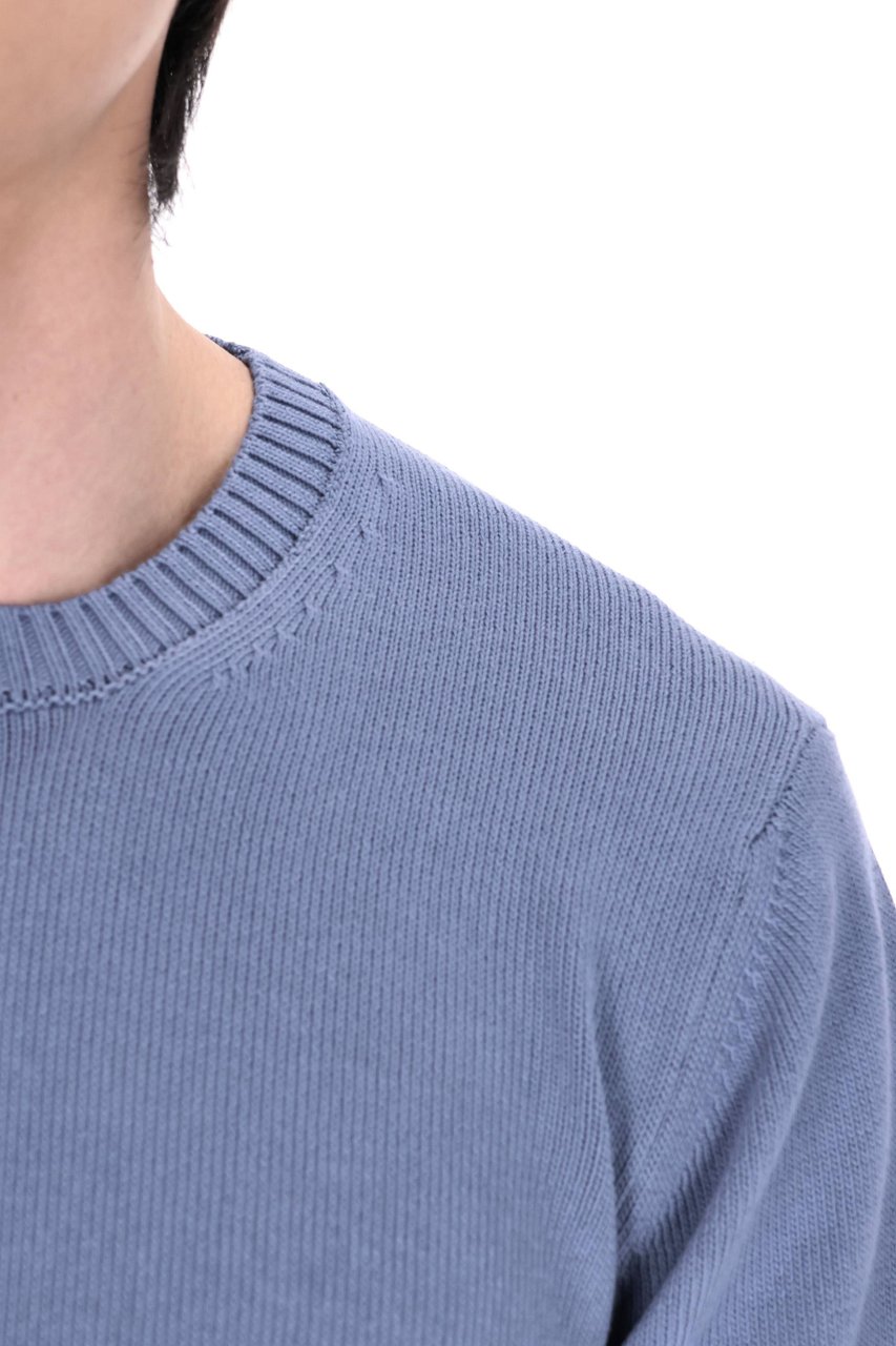 Drumohr Denim Gauge 8 Cotton Crewneck Sweater Blauw