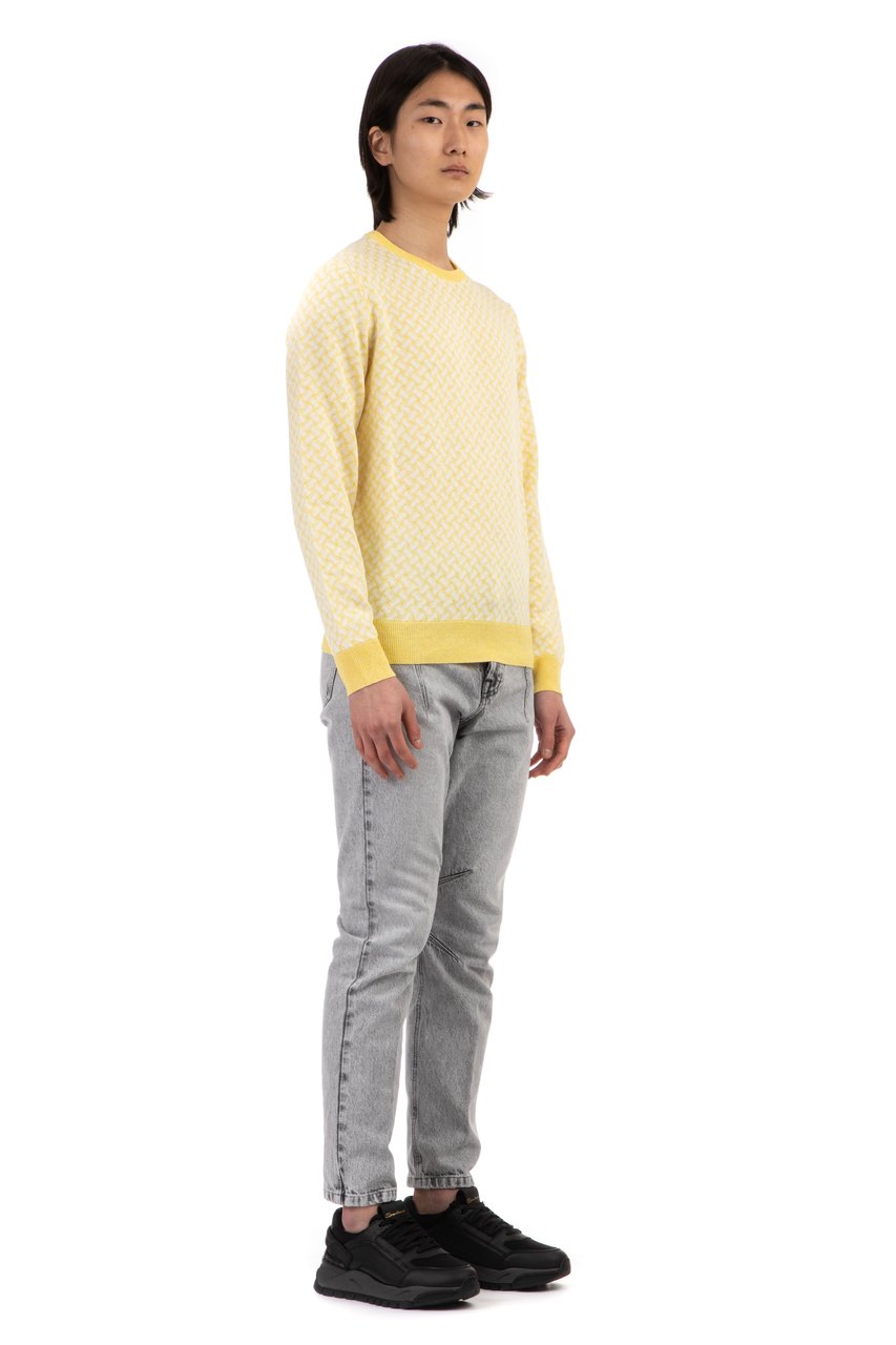 Drumohr Linen-Cotton Biscottino Crewneck Sweater Wit