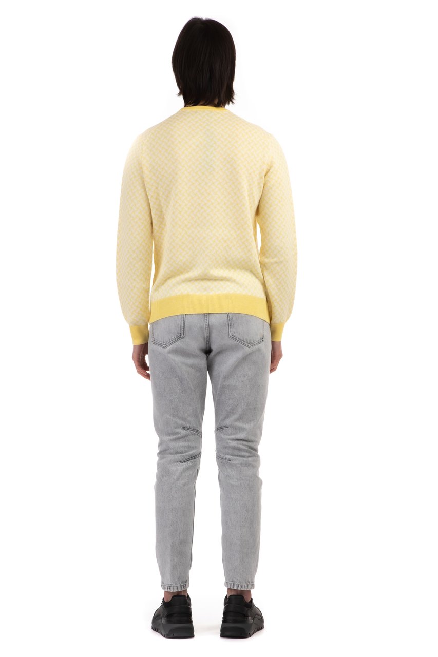 Drumohr Linen-Cotton Biscottino Crewneck Sweater Wit