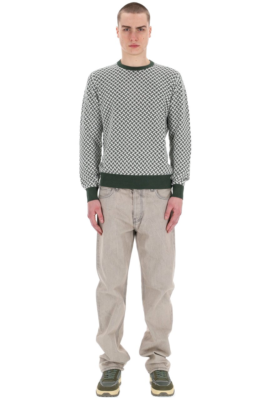 Drumohr Biscottino Cotton-Linen Crewneck Sweater Grijs