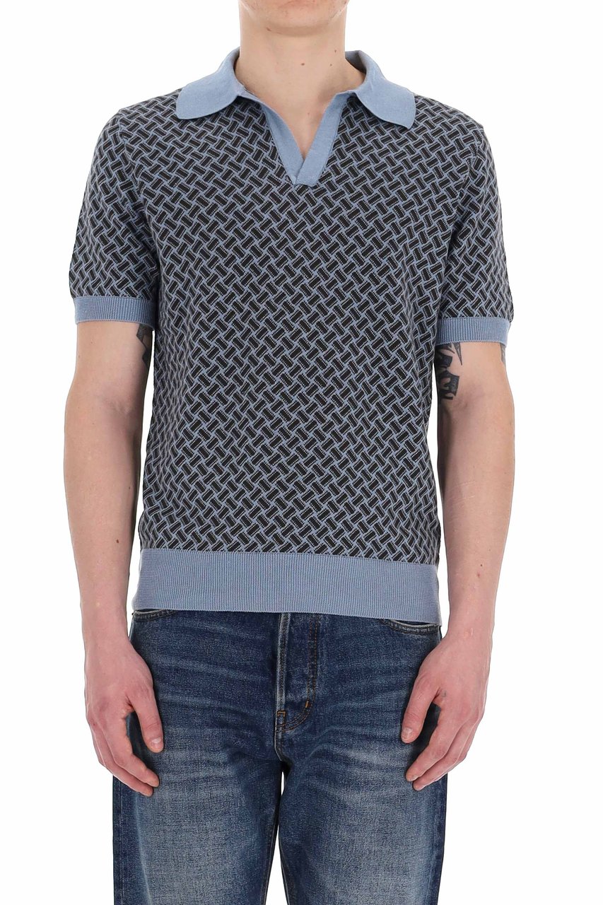 Drumohr Biscottino Cotton-Linen Open Collar Polo Grijs