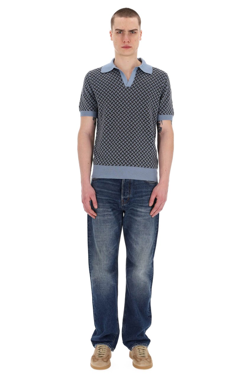 Drumohr Biscottino Cotton-Linen Open Collar Polo Grijs