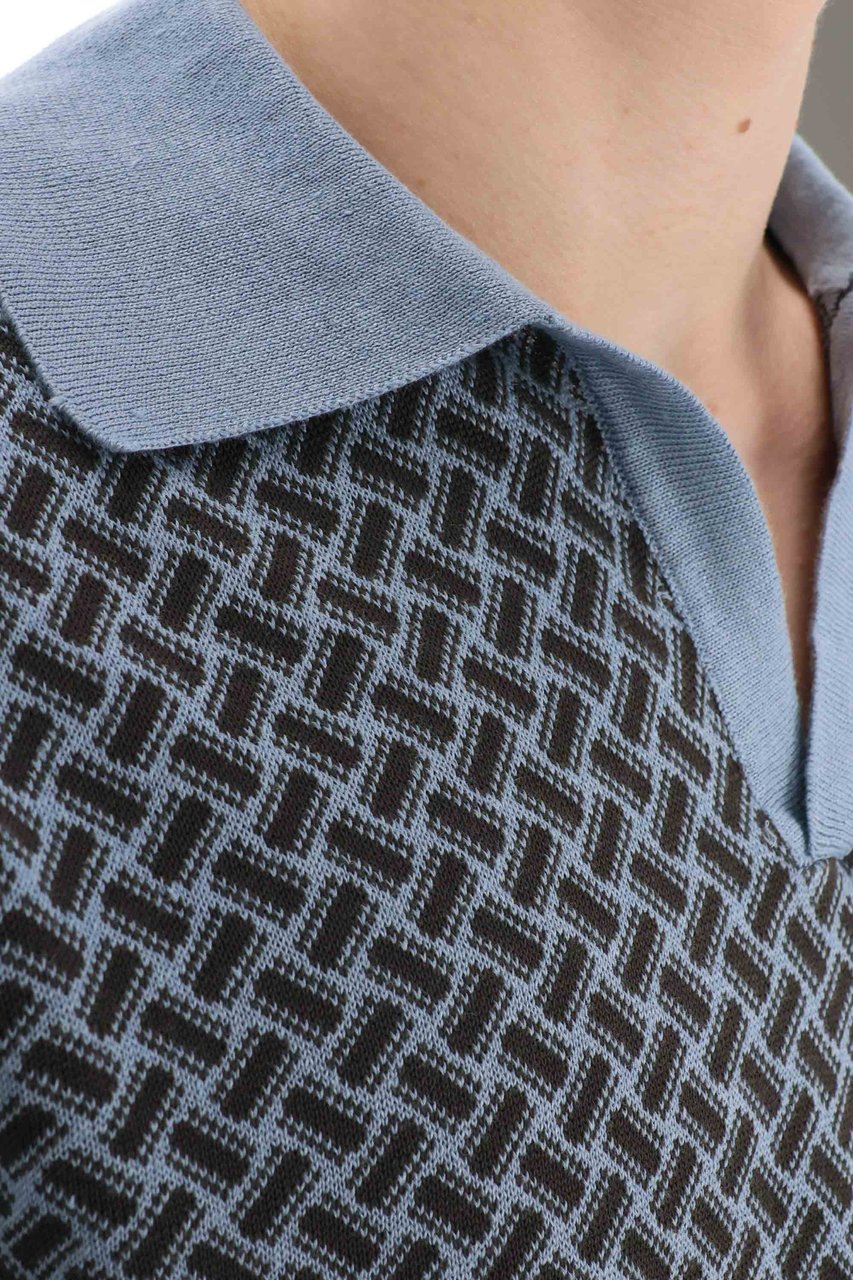 Drumohr Biscottino Cotton-Linen Open Collar Polo Grijs
