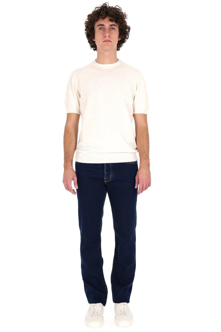 Drumohr Cream Lightweight Terry Cotton-Blend T-Shirt Zwart