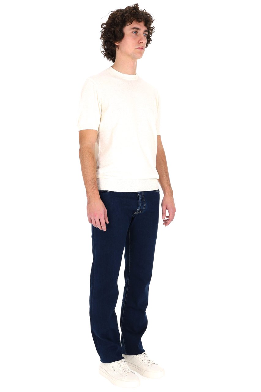 Drumohr Cream Lightweight Terry Cotton-Blend T-Shirt Zwart