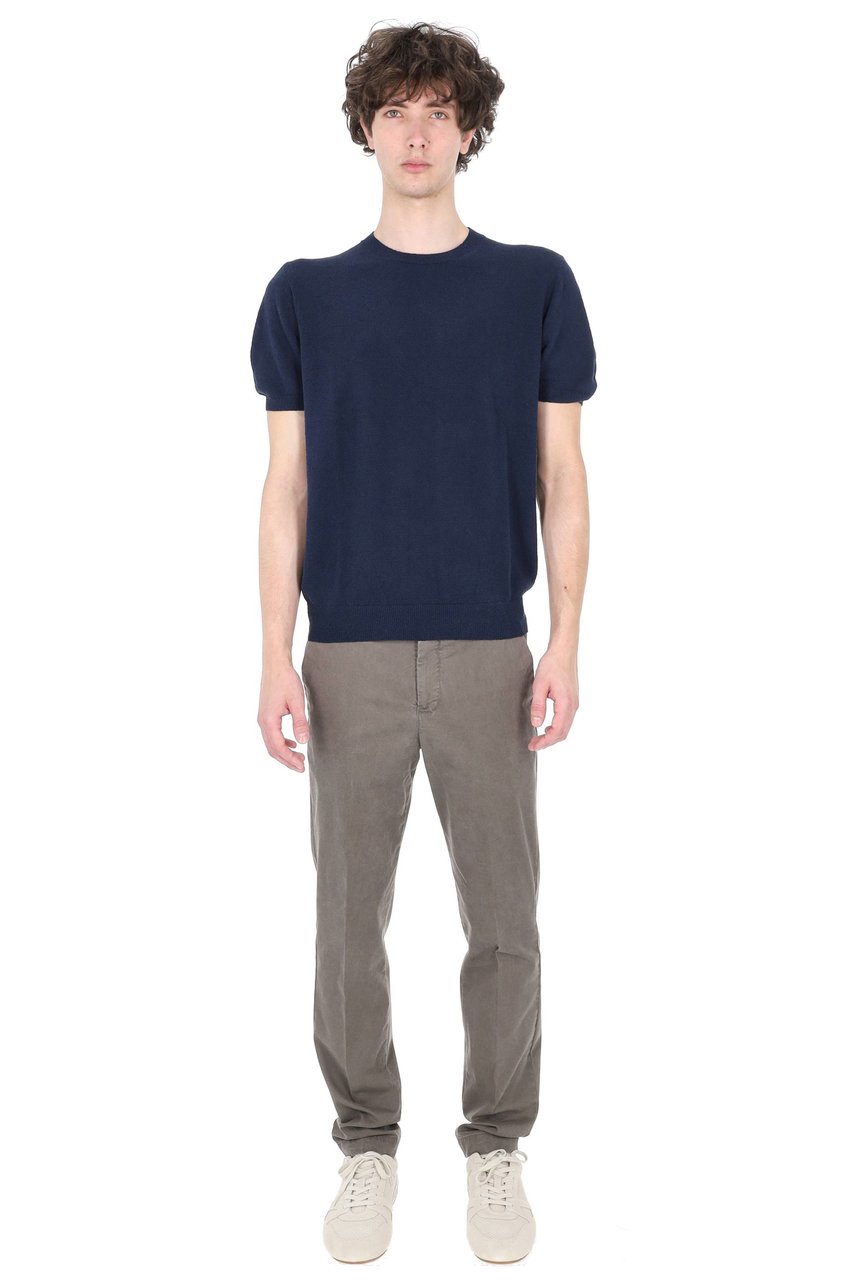 Drumohr Blue Lightweight Terry Cotton-Blend T-Shirt Blauw