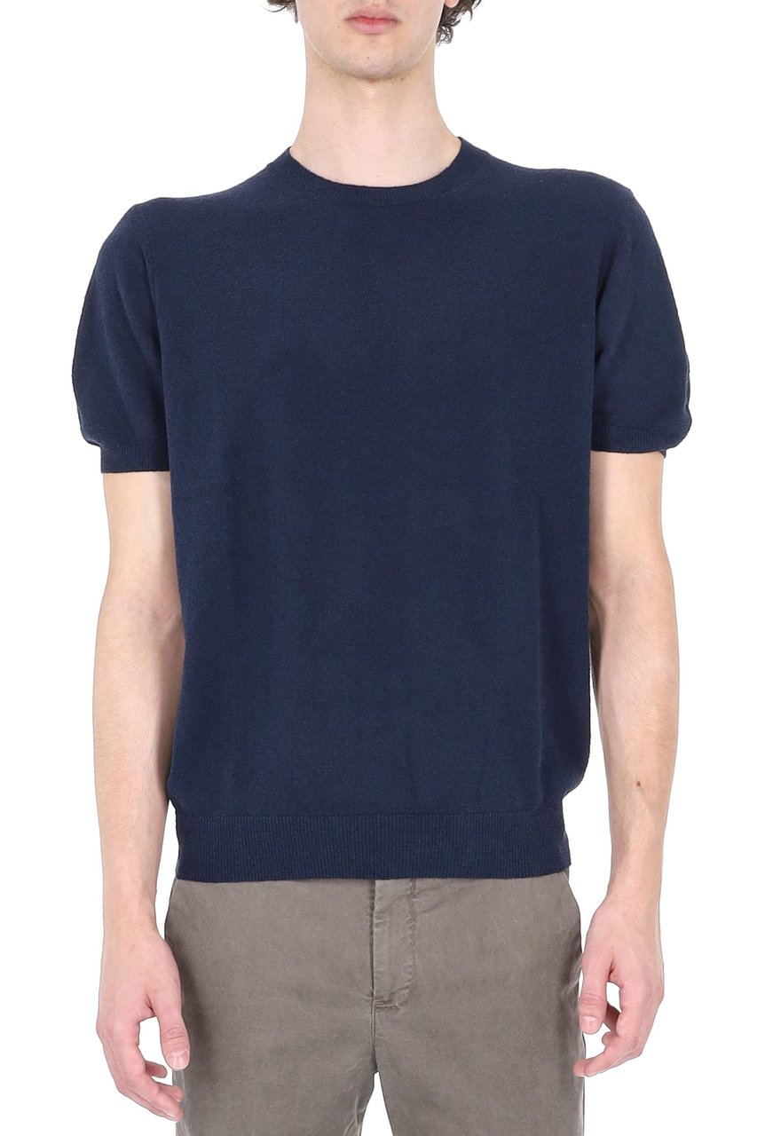 Drumohr Blue Lightweight Terry Cotton-Blend T-Shirt Blauw