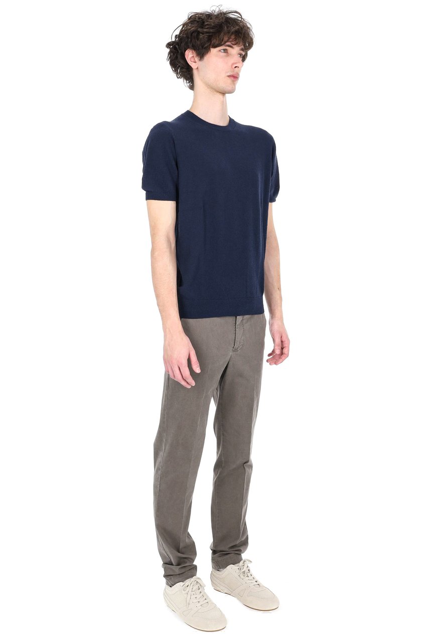 Drumohr Blue Lightweight Terry Cotton-Blend T-Shirt Blauw