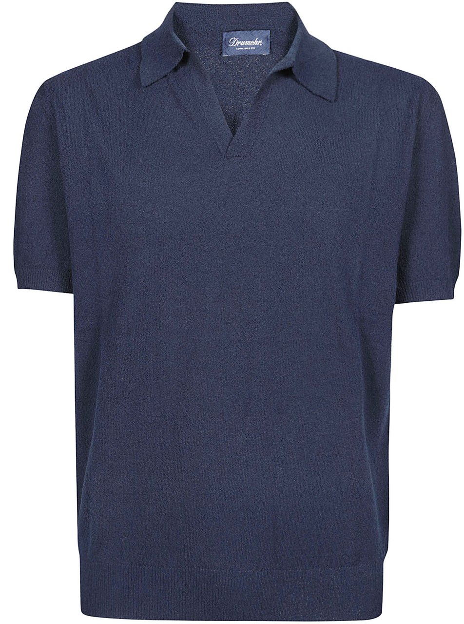 Drumohr Jhonny Short Sleeve Polo Shirt Blue Blauw