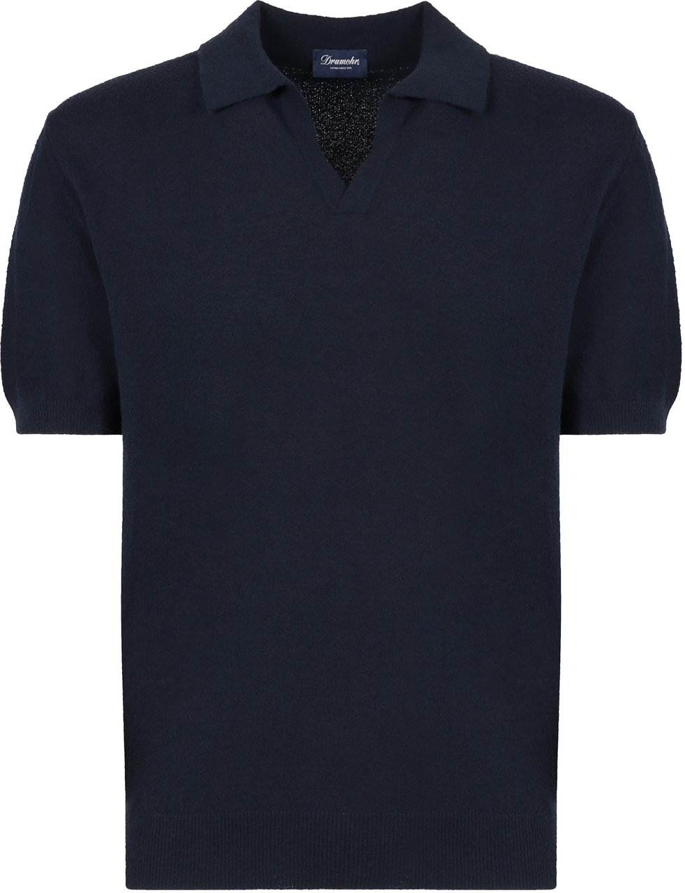 Drumohr Short sleeve cotton polo shirt Blauw