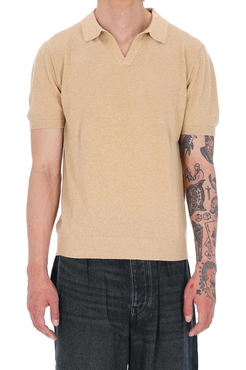 Drumohr Light Cotton Toweling Polo Shirt Neutraal