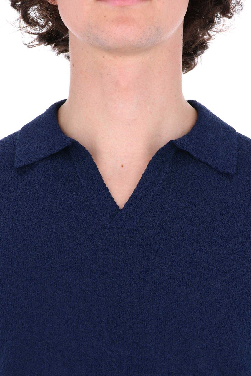 Drumohr Light Cotton Toweling Polo Shirt Zwart